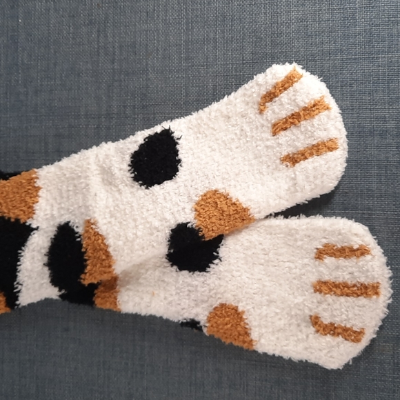 Cat Paw Foot Socks Sox Sock Fuzzy Soft Slipper Thick Warm Cozy Unisex Kids Child - Picture 2 of 5
